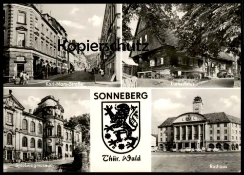ÄLTERE POSTKARTE SONNEBERG KARL-MARX-STRASSE LUTHERHAUS SPIELZEUGMUSEUM RATHAUS THÜRINGEN AK Ansichtskarte postcard cpa