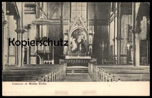 ALTE POSTKARTE MOLDE INTERIOR OF MOLDE KIRKE KIRCHE NORWEGEN NORGE Norway church postcard cpa AK Ansichtskarte