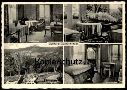 ALTE POSTKARTE HAUS WALBURG WALDBREITBACH LESEZIMMER TEIL DER VERANDA LIEGEWIESE SCHLAFZIMMER Ansichtskarte cpa postcard