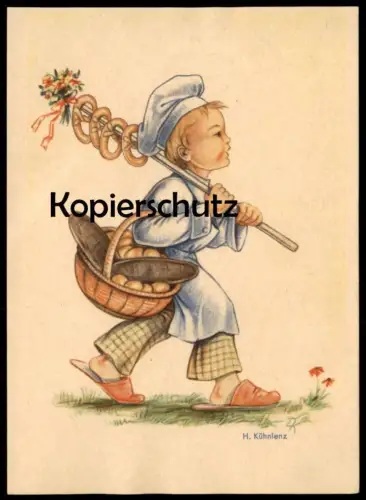 ALTE KÜNSTLER POSTKARTE BÄCKER JUNGE BROT BREZEL baker boulanger H. Kühnlenz Ansichtskarte AK cpa postcard