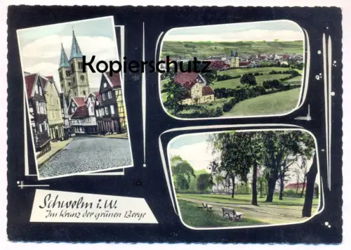 ÄLTERE POSTKARTE SCHWELM IM KRANZ GRÜNER BERGE DIE PFORTE ZUM SAUERLAND Ansichtskarte AK cpa postcard