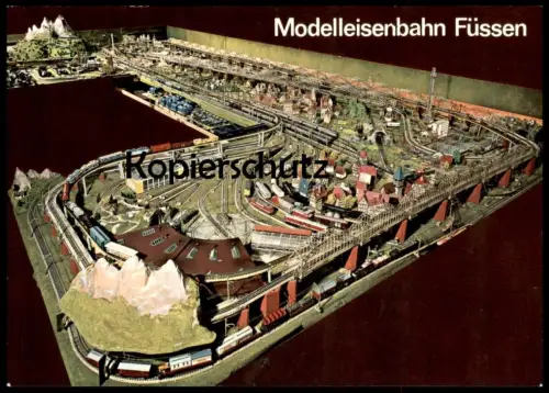 ÄLTERE POSTKARTE FÜSSEN MODELLEISENBAHN W. SCHWARZ ZUG BAHN MODELLBAHN ANLAGE train Ansichtskarte postcard AK cpa