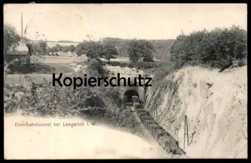 ALTE POSTKARTE LENGERICH IN WESTFALEN EISENBAHNTUNNEL TUNNEL ZUG GÜTERZUG Ansichtskarte AK postcard cpa