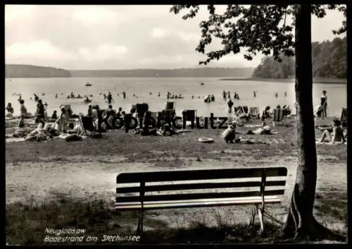 ÄLTERE POSTKARTE NEUGLOBSOW BADESTRAND AM STECHLINSEE Ansichtskarte AK cpa postcard