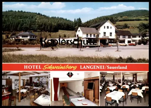 ÄLTERE POSTKARTE LANGENEI HOTEL SCHWEINSBERG SAUERLAND LENNESTADT Bundeskegelbahn AK Ansichtskarte cpa postcard