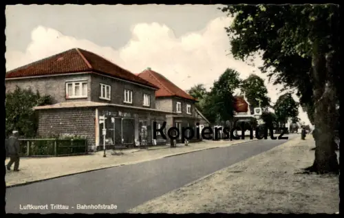 ÄLTERE POSTKARTE LUFTKURORT TRITTAU BAHNHOFSTRASSE BP TANKSTELLE BRITISH PETROLEUM filling petrol station de service AK