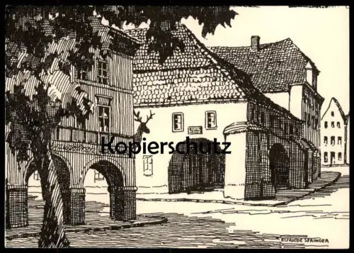 ÄLTERE POSTKARTE STRIEGAU BRAUNER HIRSCH NACH EINER ORIGINALZEICHNUNG VON ELFRIEDE SPRINGER STRZEGOM SCHLESIEN postcard