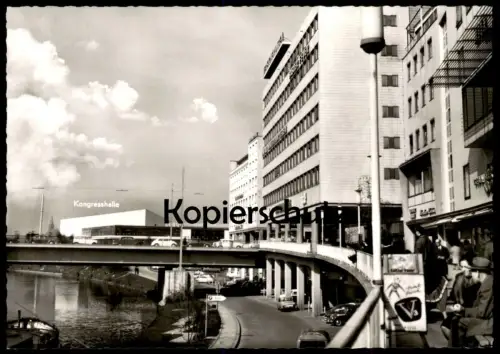 ÄLTERE POSTKARTE SAARBRÜCKEN BERLINER PROMENADE KONGRESSHALLE REKLAME TRINK V3 Ansichtskarte AK cpa postcard