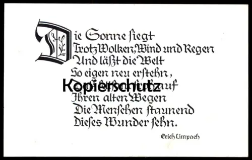 ALTE POSTKARTE WETTER SPRUCH DIE SONNE SIEGT TROTZ WOLKEN, WIND UND REGEN UND LÄSST DIE WELT ERICH LIMPACH Ansichtskarte