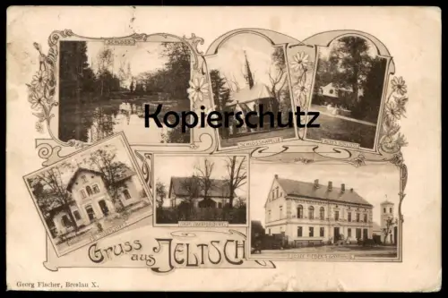 ALTE POSTKARTE GRUSS AUS JELTSCH JOH. FIEBER'S GASTHAUS OBERFÖRSTEREI JOSEFSSTIFT SCHLESIEN JELCZ LASKOWICE LASKOWITZ AK