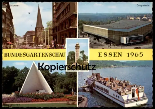 ÄLTERE POSTKARTE ESSEN BUNDESGARTENSCHAU 1965 BUGA MÜNSTER SCHIFF BALDENEYSEE GRUGAHALLE ship Ansichtskarte postcard cpa