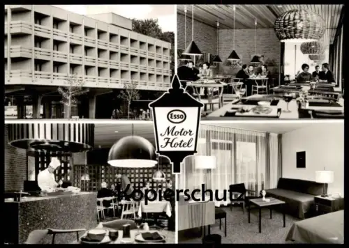 ALTE POSTKARTE HANNOVER KIRCHRODE ESSO MOTOR HOTEL AM TIERGARTEN GROSSER PARKPLATZ & ESSO STATION KOCH cook AK postcard