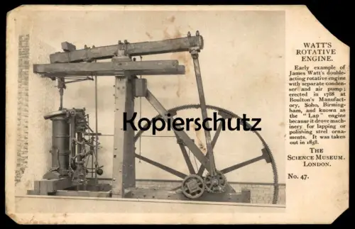 ALTE POSTKARTE WATT'S ROTATIVE STEAM ENGINE THE SCIENCE MUSEUM LONDON JAMES WATT Ansichtskarte cpa AK postcard