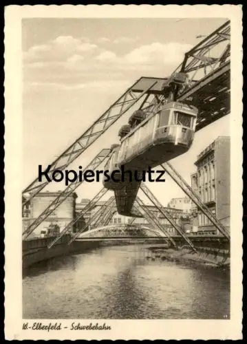 ÄLTERE POSTKARTE WUPPERTAL ELBERFELD SCHWEBEBAHN NACH VOHWINKEL 1956 Ansichtskarte AK cpa postcard