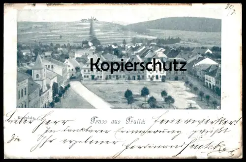 ALTE POSTKARTE GRUSS AUS GRULICH RINGPLATZ KRALIKY NORDBÖHMEN Böhmen 31.07.1899 ceska republika czech republic postcard