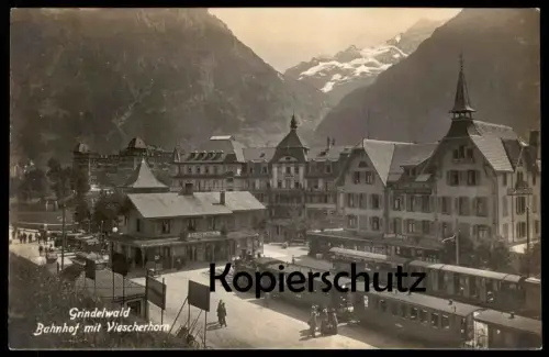 ALTE POSTKARTE GRINDELWALD BAHNHOF DAMPFLOK LOKOMOTIVE Eisenbahn Züge Zug station gare train trains cpa postcard AK