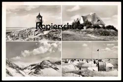 ALTE POSTKARTE INSEL AMRUM NORDDORF LEUCHTTURM STRANDKÖRBE DÜNEN BAUERNHAUS Haus Kate Ansichtskarte AK cpa postcard