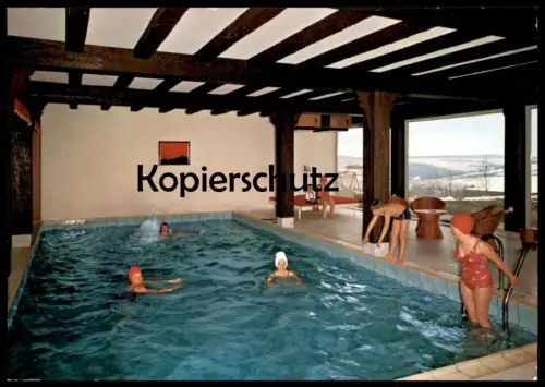 ÄLTERE POSTKARTE BAUSTERT HALLENBAD POOL HOTEL WIEDENHOF FAM. KIRCHEN SAUNA SOLARIUM BITBURGER LAND postcard AK cpa