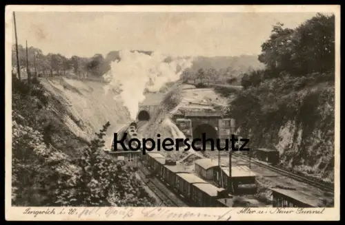 ALTE POSTKARTE LENGERICH IN WESTFALEN EISENBAHNTUNNEL TUNNEL DAMPFLOK ZUG PERSONENZUG steam engine AK postcard cpa