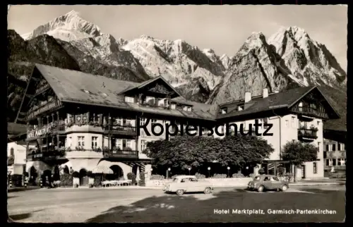 ÄLTERE POSTKARTE GARMISCH-PARTENKIRCHEN HOTEL MARKTPLATZ erkennbar Baugeschäft Ostler Ansichtskarte AK cpa postcard