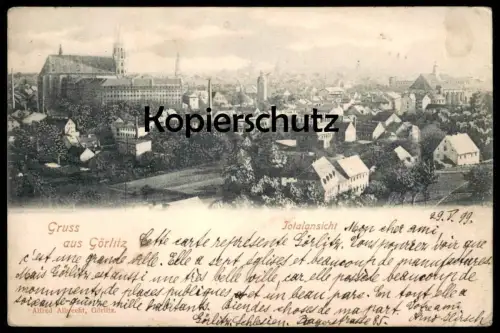 ALTE POSTKARTE GRUSS AUS GÖRLITZ 1899 TOTALANSICHT PANORAMA Zgorzelec Ansichtskarte cpa postcard AK