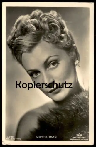 ALTE POSTKARTE MONIKA BURG FILM-SCHAUSPIELERIN FRISUR FILM FOTO VERLAG STAR FOTO ATELIER TOBIS actress acteur postcard