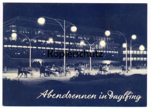 ÄLTERE POSTKARTE MÜNCHEN DAGLFING ABENDRENNEN RENNBAHN Pferderennen horse race chevaux bei Nacht at night nuit postcard