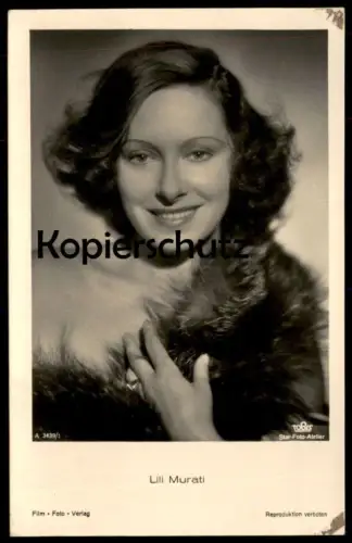ALTE POSTKARTE LILI MURATI MIT PELZ FILM-SCHAUSPIELERIN FILM FOTO VERLAG TOBIS actress acteur postcard cpa Ansichtskarte