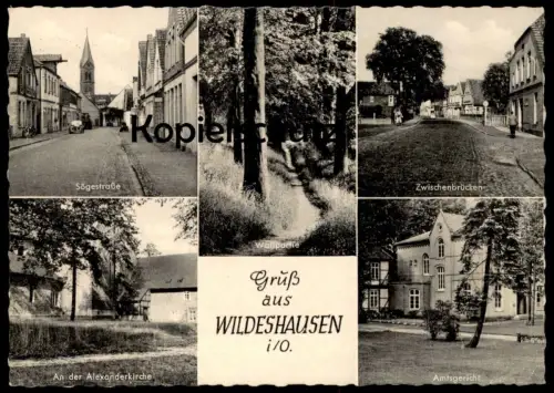 ÄLTERE POSTKARTE GRUSS AUS WILDESHAUSEN IN OLDENBURG SÖGESTRASSE ZWISCHENBRÜCKEN Eingangsstempel Dresdner Bank Bonn AK