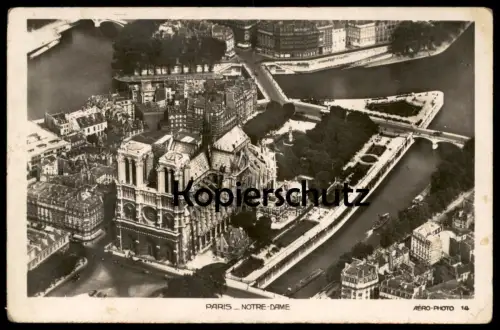 ALTE POSTKARTE PARIS NOTRE-DAME AERO PHOTO FLIEGERAUFNAHME LUFTBILD SEINE cpa postcard AK Ansichtskarte