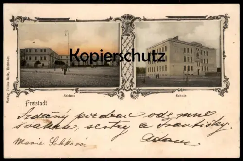 ALTE POSTKARTE FREISTADT SCHLESIEN SCHULE SCHLOSS 1902 FRYSTAT school castle chateau école Ansichtskarte AK cpa postcard