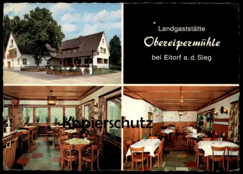 ÄLTERE POSTKARTE EITORF LANDGASTSTÄTTE OBEREIPERMÜHLE OBEREIPER MÜHLE FLASCHE ASBACH URALT Ansichtskarte postcard AK cpa