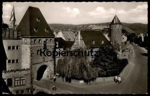 ÄLTERE POSTKARTE MAYEN EIFEL BRÜCKENTOR MIT MÜHLENTURM UND RINGSTRASSE Landkreis Koblenz Ansichtskarte postcard cpa