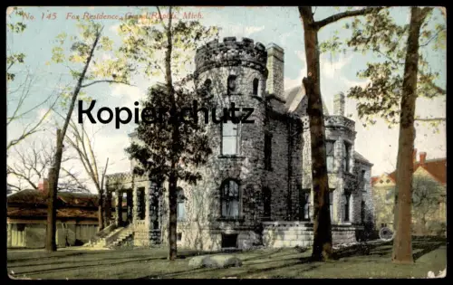 ALTE POSTKARTE GRAND RAPIDS FOX RESIDENCE 1911 MICHIGAN Villa Haus postcard Ansichtskarte AK cpa
