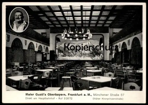 ALTE POSTKARTE FRANKFURT AM MAIN MAIER GUSTL'S OBERBAYERN MÜNCHENER STRASSE 57 GASTSTÄTTE AM HAUPTBAHNHOF cpa postcard