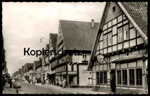 ÄLTERE POSTKARTE HESSISCH-OLDENDORF LANGESTRASSE HOTEL STADT KASSEL WESER PILS Niedersachsen Ansichtskarte postcard