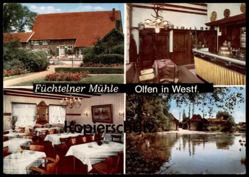 ÄLTERE POSTKARTE OLFEN IN WESTFALEN FÜCHTELNER MÜHLE BERNHARD MARKFORT SPIEGEL KRONLEUCHTER BAR Ansichtskarte postcard