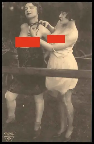 ALTE REPRO ? POSTKARTE AKT FRAUEN NACKT BRUST EROTIK FESSELUNG eroticism nus nude breast women nudity postcard cpa