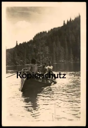 ALTE FOTO POSTKARTE VERMUTLICH TREUBURG 1938 BOOT JUNGEN BOYS OLECKO STEMPEL ESSEN NACH TREUBURG Ostpreussen postcard AK
