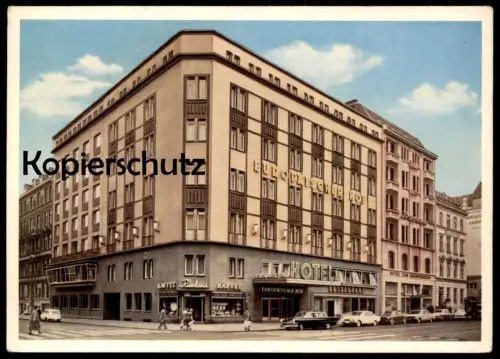 ÄLTERE POSTKARTE HAMBURG HOTEL EUROPÄISCHER HOF RESTAURANT KAFFEE AUTOS Auto Ansichtskarte AK cpa postcard