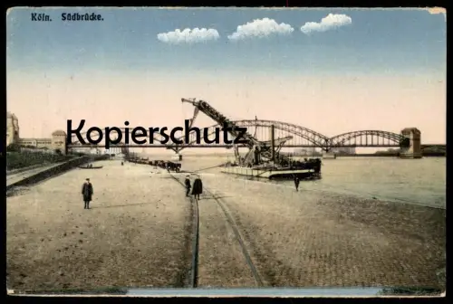 ALTE POSTKARTE KÖLN SÜDBRÜCKE KRAN SCHIFF WAGGON WAGGONS Brücke bridge ship Ansichtskarte AK cpa postcard