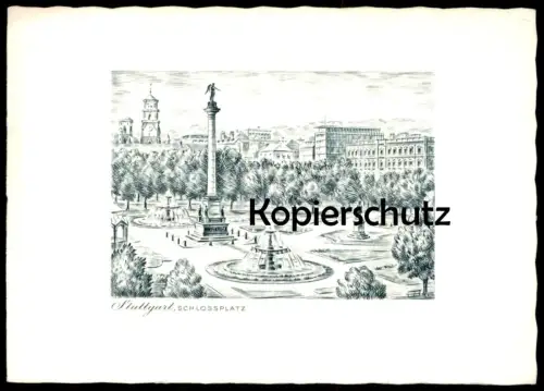 ALTE KÜNSTLER PASSEPARTOUT KARTE STUTTGART SCHLOSSPLATZ VERLAG KÖSLER Ansichtskarte AK cpa postcard