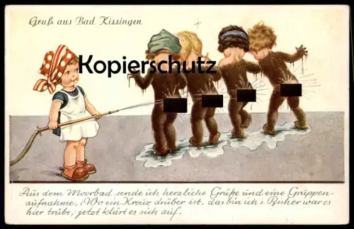 ALTE POSTKARTE GRUSS AUS BAD KISSINGEN MÄDCHEN ROTE KOPFBEDECKUNG ROTKÄPPCHEN ? MOORBAD HUMOR AK cpa postcard