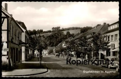 ÄLTERE POSTKARTE ENGELSKIRCHEN IM AGGERTAL VW KÄFER MIT REKLAME SÜMAK KÜHLUNG KÖLN JUNKERSDORF WERBUNG DOMPFAFF AK cpa