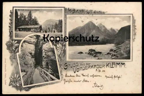 ALTE POSTKARTE GRUSS AUS DER VORDERKASER KLAMM ST. MARTIN WEISSBACH STEMPEL LOFER 1904 AK Ansichtskarte cpa postcard