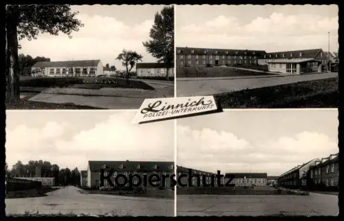 ÄLTERE POSTKARTE LINNICH POLIZEI-UNTERKUNFT Gebäude Wachgebäude Schlagbaum Ansichtskarte AK cpa postcard