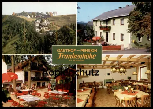 ÄLTERE POSTKARTE LÖHMAR SCHWARZENBACH AM WALD GASTHOF PENSION FRANKENHÖHE W. PREUSSNER COCA-COLA SCHIRM cpa postcard