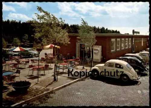 ÄLTERE POSTKARTE RASTSTÄTTE BRUNAUTAL VW KÄFER LANGNESE AUTOMAT POST BEHRINGEN TELEFON BISPINGEN Auto AK postcard cpa