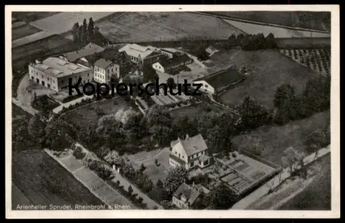 ALTE POSTKARTE ARIENHELLER SPRUDEL RHEINBROHL AM RHEIN FLIEGERAUFNAHME LUFTAUFNAHME LUFTBILD Ansichtskarte postcard cpa