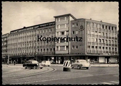 ALTE POSTKARTE HAGEN WESTFALEN BADSTRASSE WERBUNG LOUIS ROSENKRANZ LR VERKEHRSINSEL MERCEDES Ansichtskarte postcard cpa